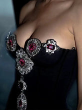 Women Luxury Sexy Strapless Backless Crystal Diamonds Black Bodycon Bandage Jumpsuit Celebrity Designer High Street Rompers